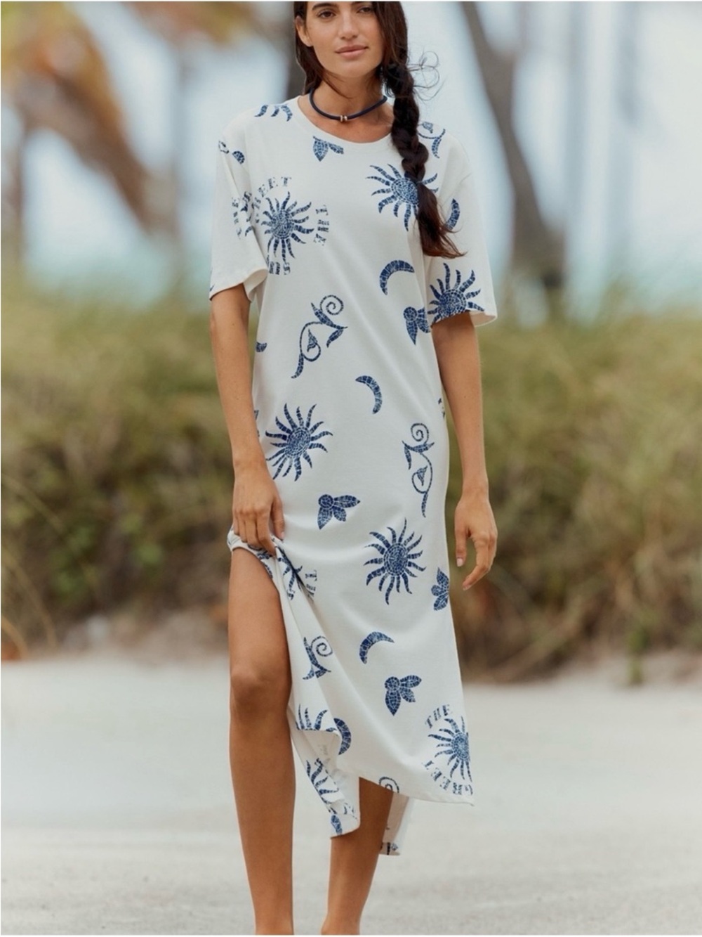 Anthropologie Celandine Tee Dress in Beach Print